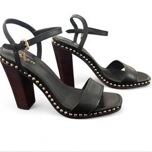 Coach Black and Brown Heels with Gold Accents